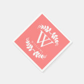 Serviette En Papier Élégant monogramme de corail (Coin)