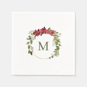 Serviette En Papier Élégant monogramme de couronne de Noël