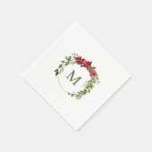 Serviette En Papier Élégant monogramme de couronne de Noël (Coin)