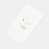 Serviette En Papier Élégant monogramme de mariage avec verdure (Coin)
