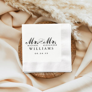 Serviette En Papier Élégant Monogramme de mariage personnalisé M. et M