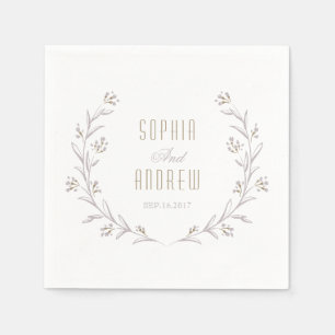Serviette En Papier Élégant monogramme de mariage rustique lilas flora