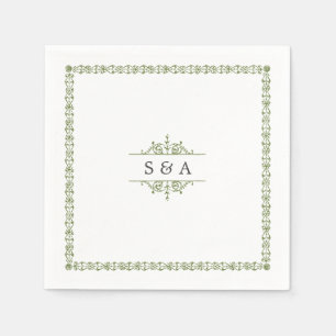Serviette En Papier Élégant monogramme de mariage vintage classique mo