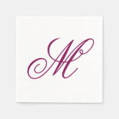 Serviette En Papier Élégant Monogramme de vin initial (Devant)