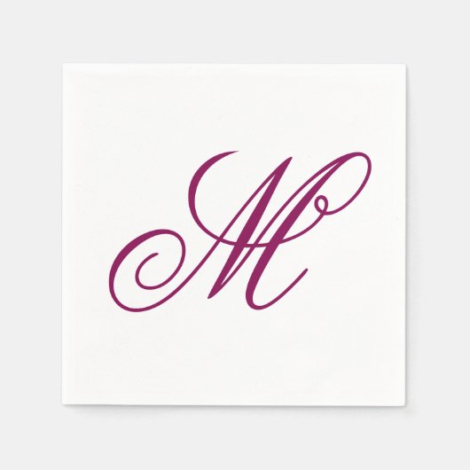 Serviette En Papier Élégant Monogramme de vin initial (Devant)