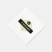 Serviette En Papier Élégant Monogramme d'or noir (Coin)