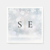 Serviette En Papier Élégant Monogramme d'or noir hiver (Devant)