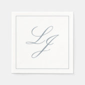 Serviette En Papier Élégant Monogramme Dusty Bleu Simple Mariage Scrip (Devant)