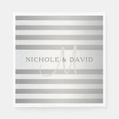 Serviette En Papier Élégant Monogramme Faux Gris Argent Gris Gris (Devant)