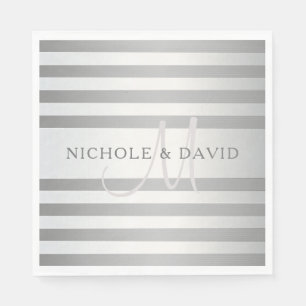 Serviette En Papier Élégant Monogramme Faux Gris Argent Gris Gris