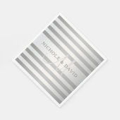 Serviette En Papier Élégant Monogramme Faux Gris Argent Gris Gris (Coin)