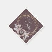 Serviette En Papier Élégant Monogramme Floral Mauve Mariage (Coin)