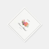 Serviette En Papier Élégant Monogramme Floral Script Bordure Mariage (Coin)