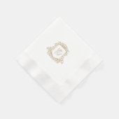Serviette En Papier Élégant Monogramme Gold Crest Mariage personnalisé (Coin)