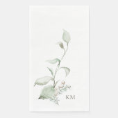 Serviette En Papier Élégant Monogramme gris de feuillage II (Devant)