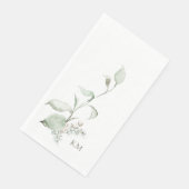 Serviette En Papier Élégant Monogramme gris de feuillage II (Coin)