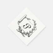 Serviette En Papier Élégant Monogramme initial (Coin)