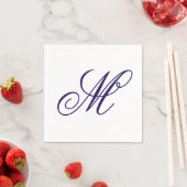 Serviette En Papier Élégant monogramme initial bleu marine (En situation)