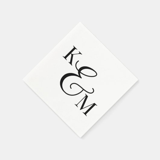 Serviette En Papier Élégant Monogramme Initiales Ampersand Mariage (Coin)