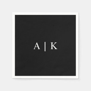 Serviette En Papier Élégant Monogramme Initiales Napkin personnalisabl