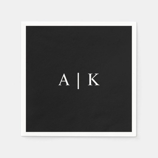 Serviette En Papier Élégant Monogramme Initiales Napkin personnalisabl (Devant)