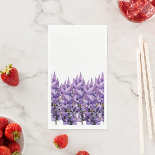 Serviette En Papier Élégant Monogramme Lavande (En situation)