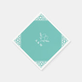 Serviette En Papier Élégant Monogramme Lovebirds en Turquoise (Coin)