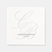 Serviette En Papier Élégant, Monogramme, Mariage (Devant)