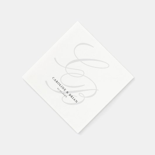 Serviette En Papier Élégant, Monogramme, Mariage (Coin)