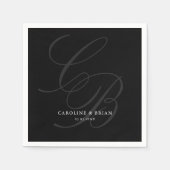 Serviette En Papier Élégant, Monogramme, Mariage (Devant)
