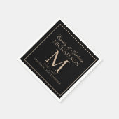 Serviette En Papier Élégant Monogramme Mariage Black Gold (Coin)