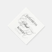 Serviette En Papier Élégant Monogramme Mariage blanc (Coin)