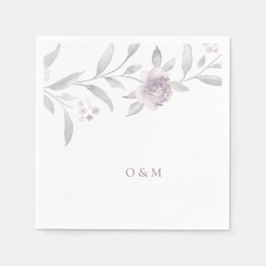 Serviette En Papier Élégant monogramme Mariage chinois rose floral (Devant)