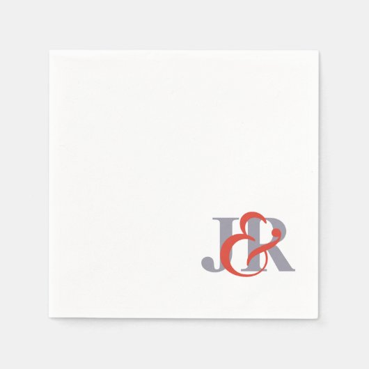 Serviette En Papier Élégant Monogramme Mariage Cocktail Papier-Cocktai (Devant)