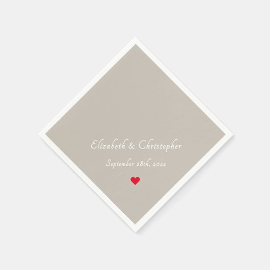 Serviette En Papier Élégant Monogramme Mariage Date Taupe Party Cockta (Coin)