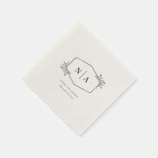 Serviette En Papier Élégant Monogramme Mariage neutre (Coin)