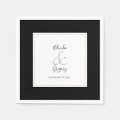 Serviette En Papier Élégant Monogramme Mariage noir et blanc (Devant)