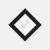 Serviette En Papier Élégant Monogramme Mariage noir et blanc (Coin)