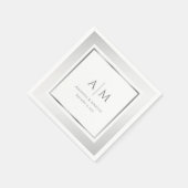 Serviette En Papier Élégant Monogramme Mariage papier argent serviette (Coin)
