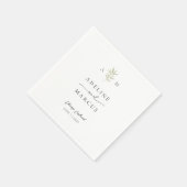 Serviette En Papier Élégant Monogramme Mariage vert olive (Coin)