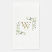 Serviette En Papier Élégant Monogramme Moderne de Feuillage Doré (Devant)