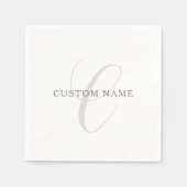 Serviette En Papier Élégant Monogramme moderne | Gris et blanc (modifi (Devant)