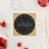 Serviette En Papier Élégant Monogramme moderne modifiable Noir Blanc O (En situation)