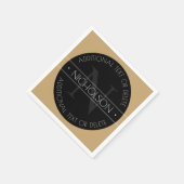 Serviette En Papier Élégant Monogramme moderne modifiable Noir Blanc O (Coin)