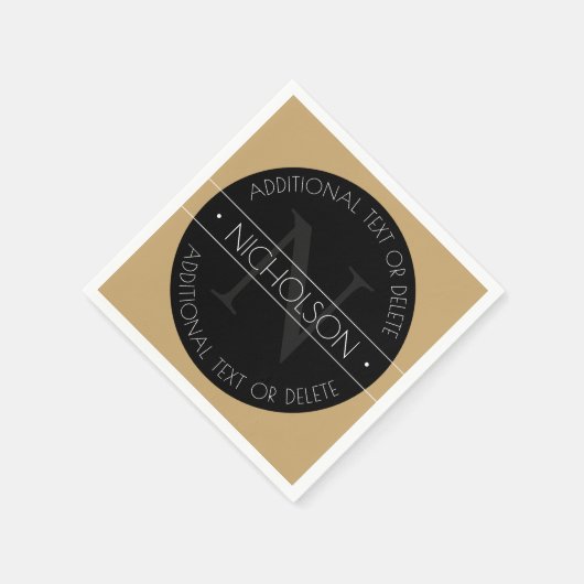 Serviette En Papier Élégant Monogramme moderne modifiable Noir Blanc O (Coin)