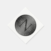 Serviette En Papier Élégant Monogramme moderne noir & blanc (Coin)