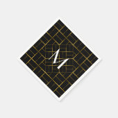 Serviette En Papier Élégant Monogramme Motif Géométrique Or Art Déco (Coin)