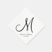 Serviette En Papier Élégant Monogramme noir et blanc (Coin)