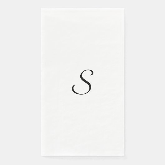 Serviette En Papier Élégant Monogramme noir et blanc simple (Devant)