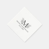 Serviette En Papier Élégant monogramme noir nouvellement marié (Coin)